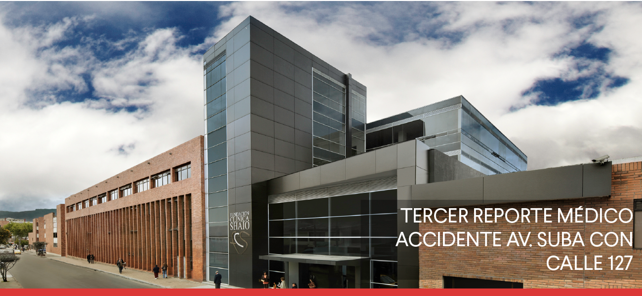 La Fundación Clínica Shaio, primer centro cardiovascular de Colombia, fiel al principio de confidencialidad de la historia clínica y respeto a la intimidad personal, solo se permite informar que del accidente de tránsito ocurrido el día  2 de julio, se dio salida a dos pacientes y uno más continúa en hospitalización.    La paciente hospitalizada recibe tratamiento integral y estamos atentos a la evolución de su estado clínico.